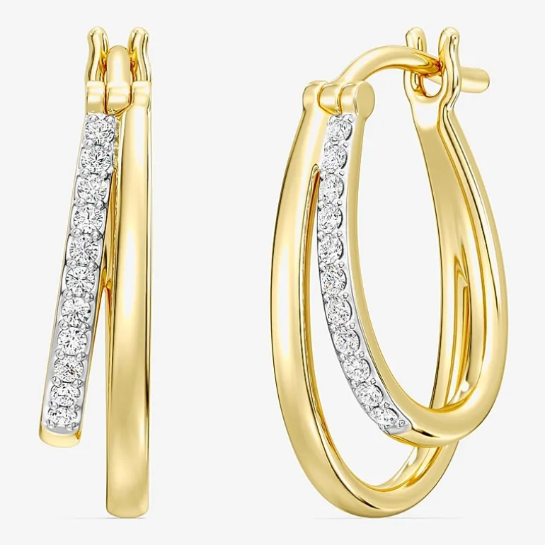 Yes, Please! Womens 1/4 CT. T.W. Lab Grown White Diamond Sterling Silver 20.6mm Hoop Earrings