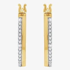Yes, Please! Womens 1/4 CT. T.W. Lab Grown White Diamond Sterling Silver 25.4mm Hoop Earrings