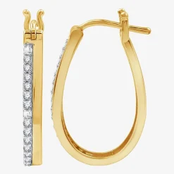 Yes, Please! Womens 1/4 CT. T.W. Lab Grown White Diamond Sterling Silver 25.4mm Hoop Earrings