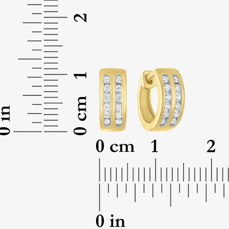 Yes, Please! Womens 1/4 CT. T.W. Lab Grown White Diamond Sterling Silver 11mm Hoop Earrings