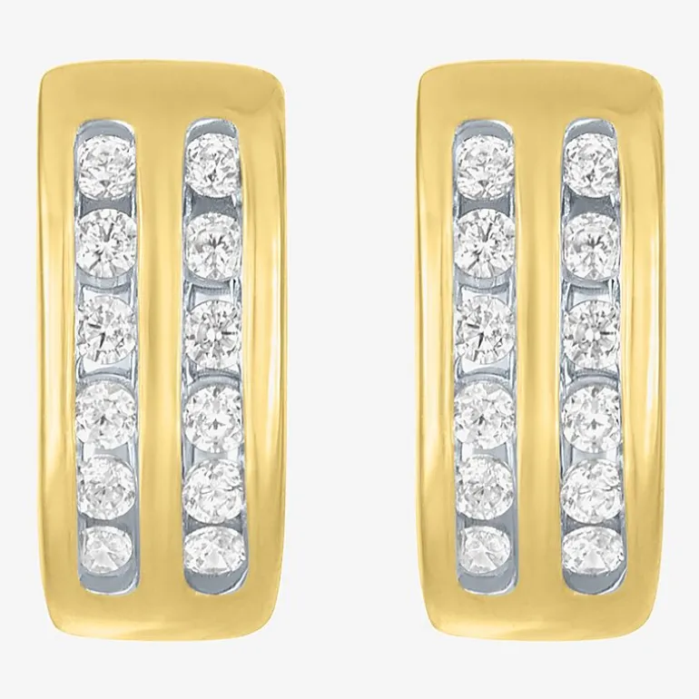 Yes, Please! Womens 1/4 CT. T.W. Lab Grown White Diamond Sterling Silver 11mm Hoop Earrings