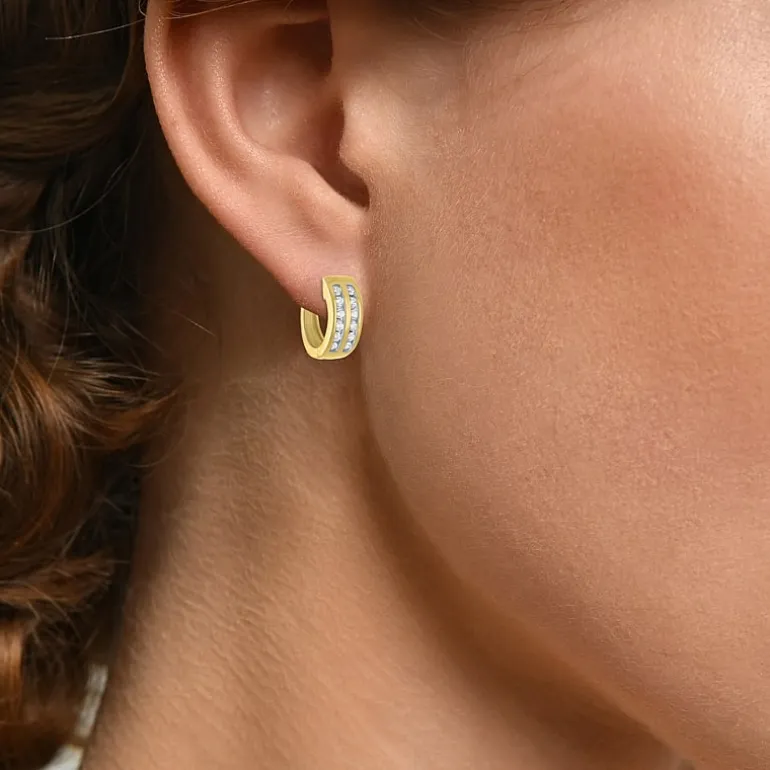 Yes, Please! Womens 1/4 CT. T.W. Lab Grown White Diamond Sterling Silver 11mm Hoop Earrings