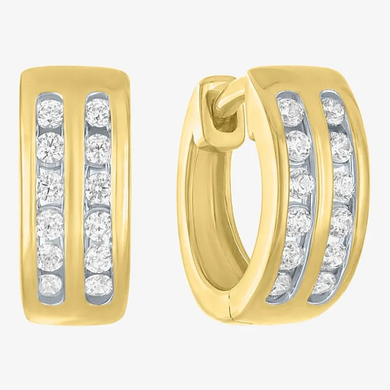 Yes, Please! Womens 1/4 CT. T.W. Lab Grown White Diamond Sterling Silver 11mm Hoop Earrings