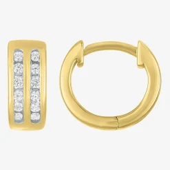 Yes, Please! Womens 1/4 CT. T.W. Lab Grown White Diamond Sterling Silver 11mm Hoop Earrings
