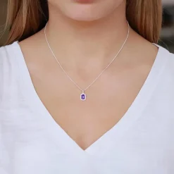Yes, Please! Womens Lab Created Purple Amethyst Sterling Silver 18 Inch Pendant Necklace