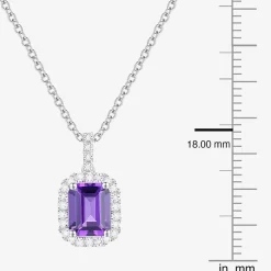 Yes, Please! Womens Lab Created Purple Amethyst Sterling Silver 18 Inch Pendant Necklace