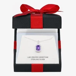 Yes, Please! Womens Lab Created Purple Amethyst Sterling Silver 18 Inch Pendant Necklace