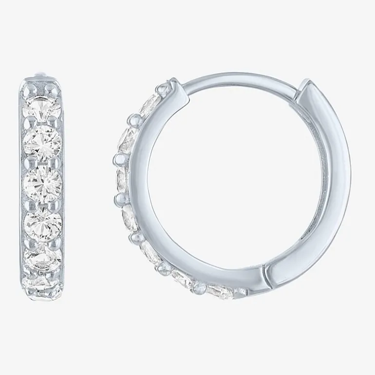 Yes, Please! Womens Lab Created White Sapphire Sterling Silver 2 Pair Earring Set