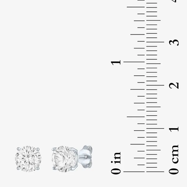 Yes, Please! Womens Lab Created White Sapphire Sterling Silver 2 Pair Earring Set