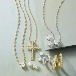 Yes, Please! Womens Lab Created White Sapphire Sterling Silver 2 Pair Earring Set