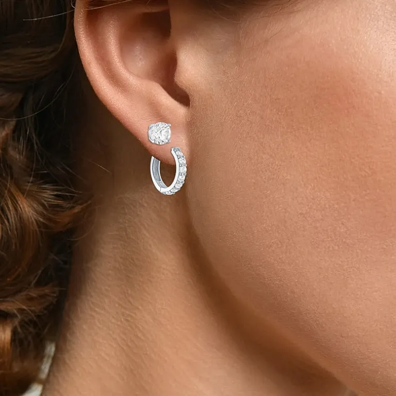 Yes, Please! Womens Lab Created White Sapphire Sterling Silver 2 Pair Earring Set