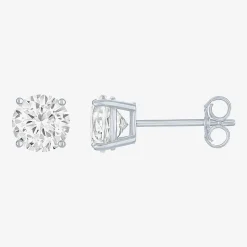 Yes, Please! Womens Lab Created White Sapphire Sterling Silver 2 Pair Earring Set