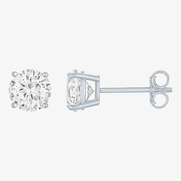 Yes, Please! Womens Lab Created White Sapphire Sterling Silver 2 Pair Earring Set