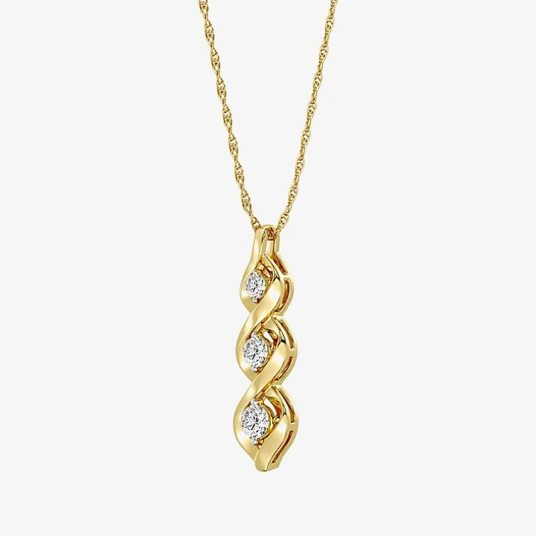 Yes, Please! Womens Lab Created White Sapphire 14K Gold Over Silver 18 Inch Pendant Necklace