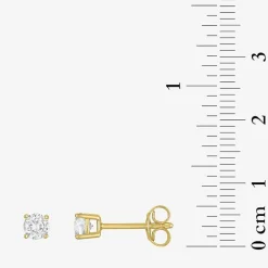 Yes, Please! Womens Lab Created White Sapphire 14K Gold Over Silver Round 2 Pair Earring Set
