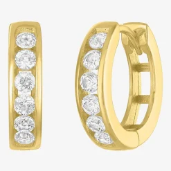 Yes, Please! Womens Lab Created White Sapphire 14K Gold Over Silver Round 2 Pair Earring Set