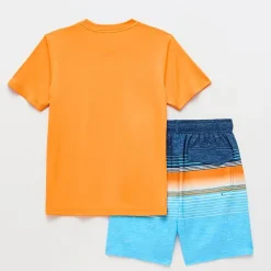 ZeroXposur Big Kid Boys UV Protection Striped 2-pc. Rash Guard Set