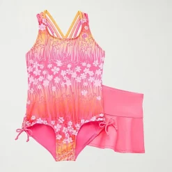 ZeroXposur Big Kid Girls Floral Sleeveless Plus One Piece Swimsuit