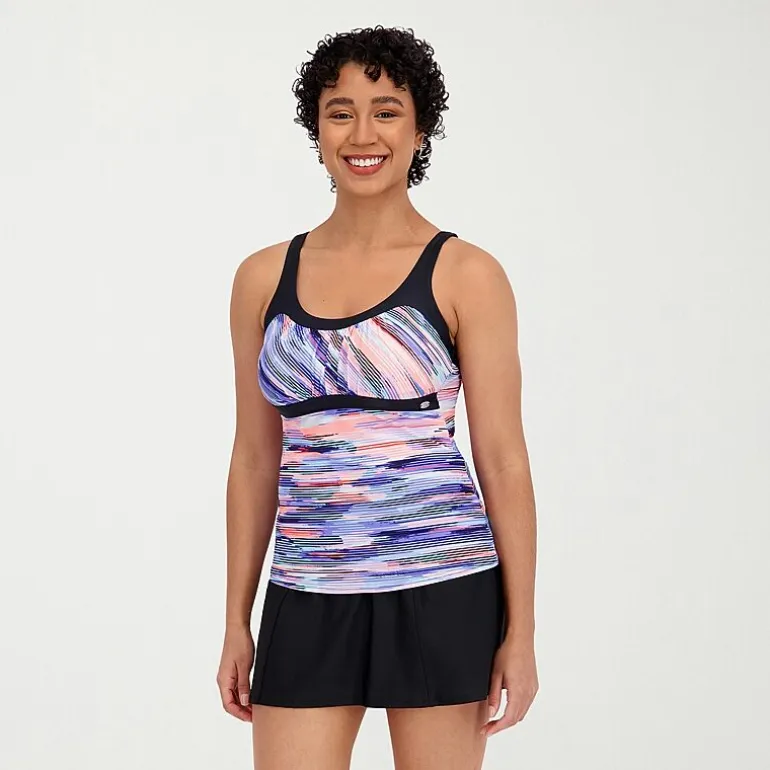 ZeroXposur Womens Comfort Straps Tie Dye Tankini Swimsuit Top