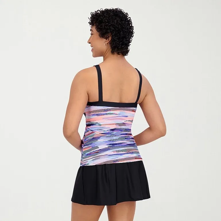ZeroXposur Womens Comfort Straps Tie Dye Tankini Swimsuit Top