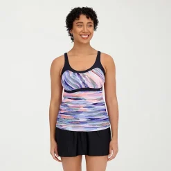 ZeroXposur Womens Comfort Straps Tie Dye Tankini Swimsuit Top