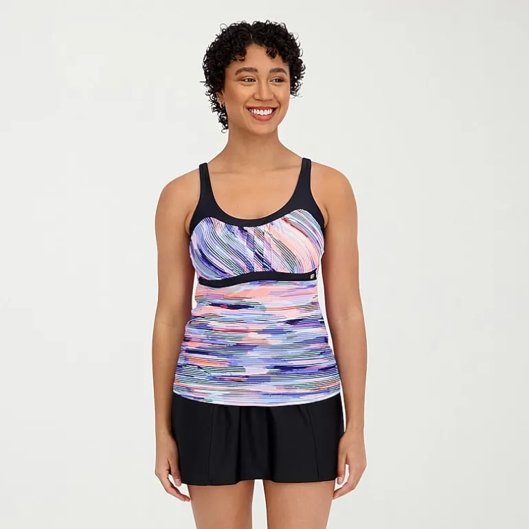 ZeroXposur Womens Comfort Straps Tie Dye Tankini Swimsuit Top